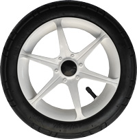 Focus, 12", plastic wheel, white, rubber or EVA tire