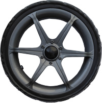 Focus, 12", plastic wheel, graphite, rubber or EVA tire
